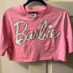 Barbie X Zara Sequin Crop Tee Small